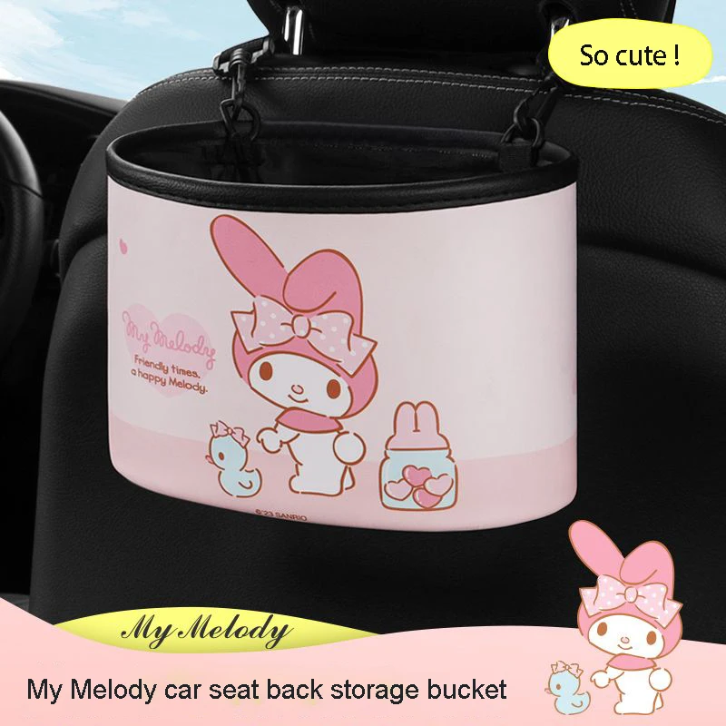 Car Storage Pocket Cinnamoroll My Melody Kawaii Water Proof Garbage Can Back Row Multifunction Storage Box Anime Cartoon Gift