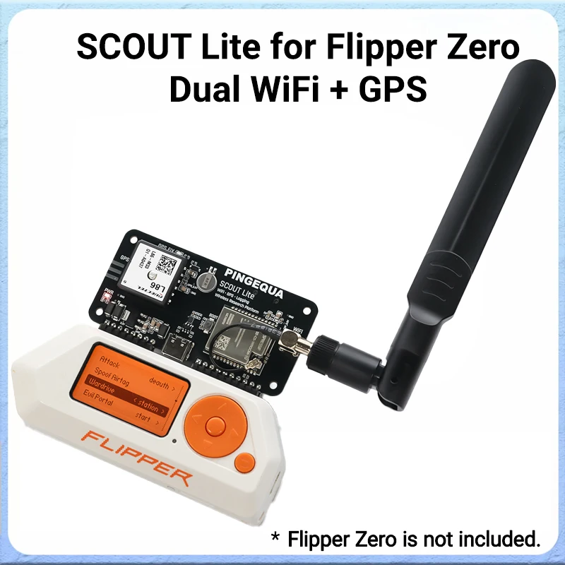 ESP32-C5 WiFi 6 Module for Flipper Zero, Dual Band 2.4GHz 5GHz, GPS Network Analyzer Expansion Board, PINGEQUA Scout Lite