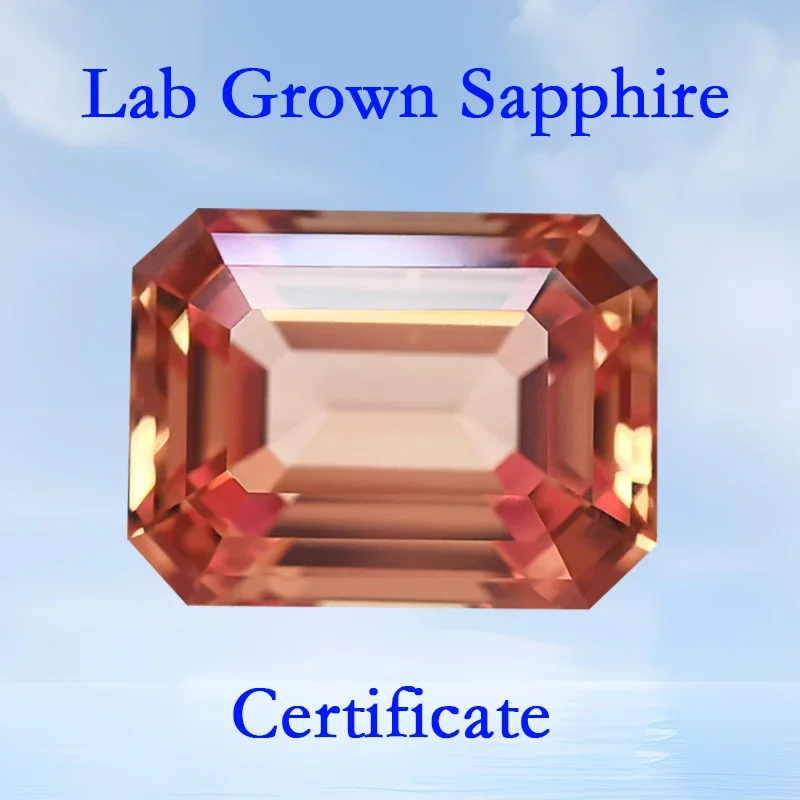 

Lab Grown Sapphire Sunset Orange Color VVS1 Emerald Cut Charms Beads for DIY Jewelry Bracelet Making Selectable AGL Certificate