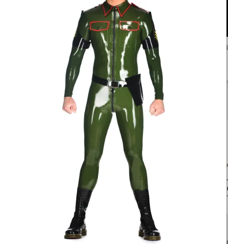 

100% latex Rubber Gummi Green bodysuit comfortable and handsome racing costume party role play loose xs-xxl 0.4 mm