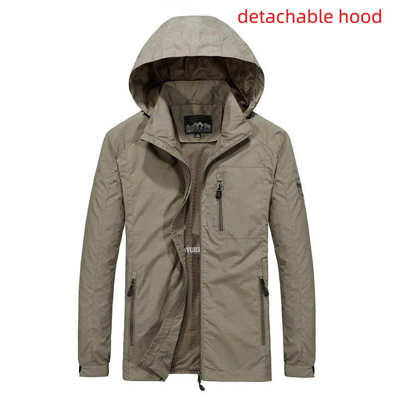 

Men's Waterproof Windproof Jacket Outdoor Hiking Raincoat Breathable Lightweight Trekking Climbing Shell Jacket for All Seasons