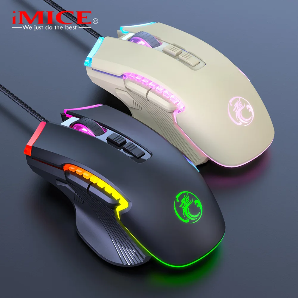 Wired gaming mouse e-sports chicken eating glowing colorful RGB programmable 8D mouse