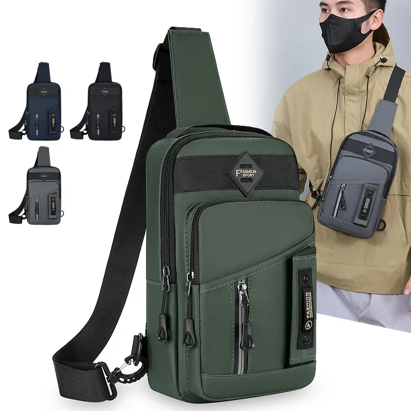 2025 New Trend Crossbody Business Men Party Travel Small Shoulder Multi-function Casual PU Leather Chest Bags With Big Pockets
