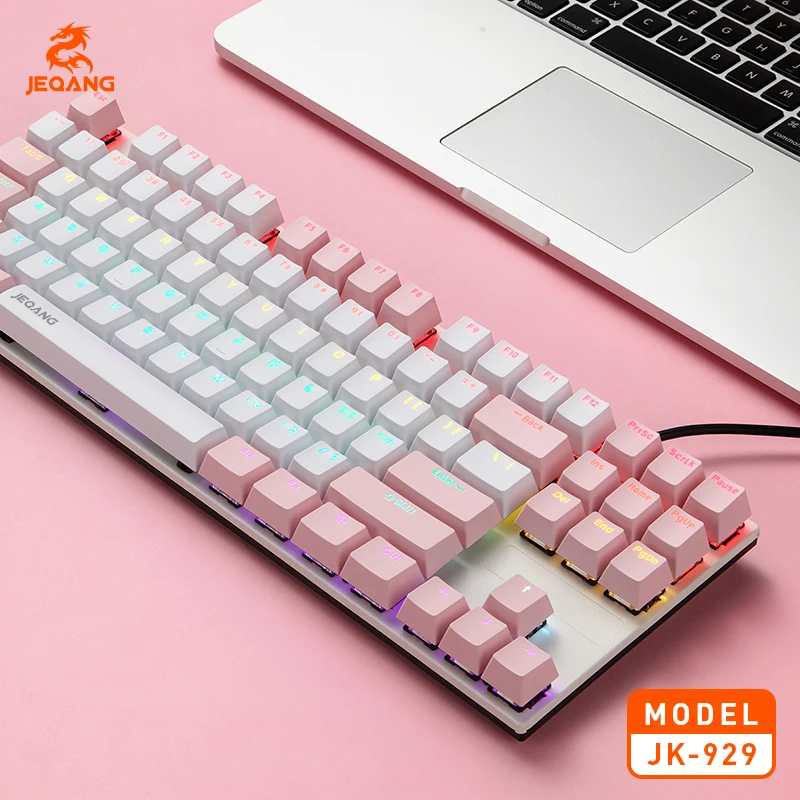 لوحة مفاتيح ميكانيكية مقاومة للماء JEQANG JK-929، مفتاح كامل بدون ثقب، 8 مجموعات من أوضاع الألعاب، لوحة مفاتيح مخصصة لإضاءة الألعاب