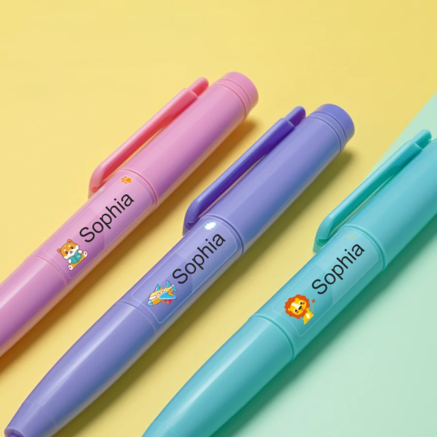 ملصقات مخصصة للأطفال مقاومة للماء - ملصقات حيوانات شفافة مخصصة بأسماء متعددة اللغات للقرطاسية والحرف اليدوية