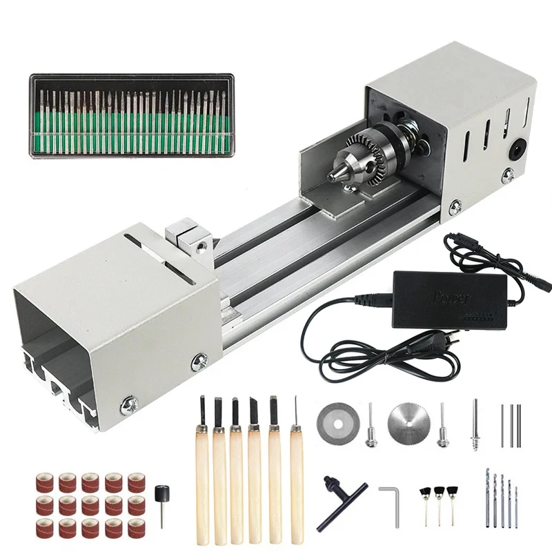 Mini Wood Lathe for Wood Grinding  Polishing Bead Rotary Tool Woodworking Micro Bead Lathe Small Wood Lathe