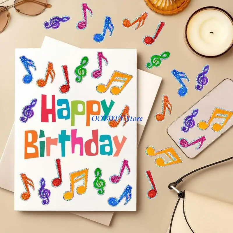367A Colorful Waterproof Music Note Sticker Adhesive Art for Instrument School Decors