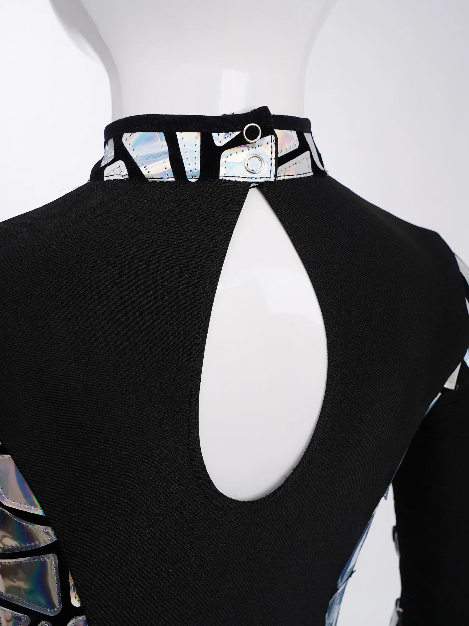 بدلة رقص الجمباز للأطفال البنات بأكمام طويلة وفتحة خلفية معدنية لأداء التزلج على الجليد الحديث