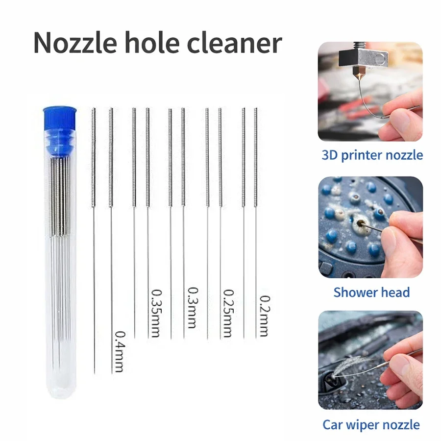 10Pcs Stainless Steel Cleaning Nozzle Tool Kit for Car Windscreen Jet Washer Shower Head, 3D Printer Jets, Gas Stove Vent