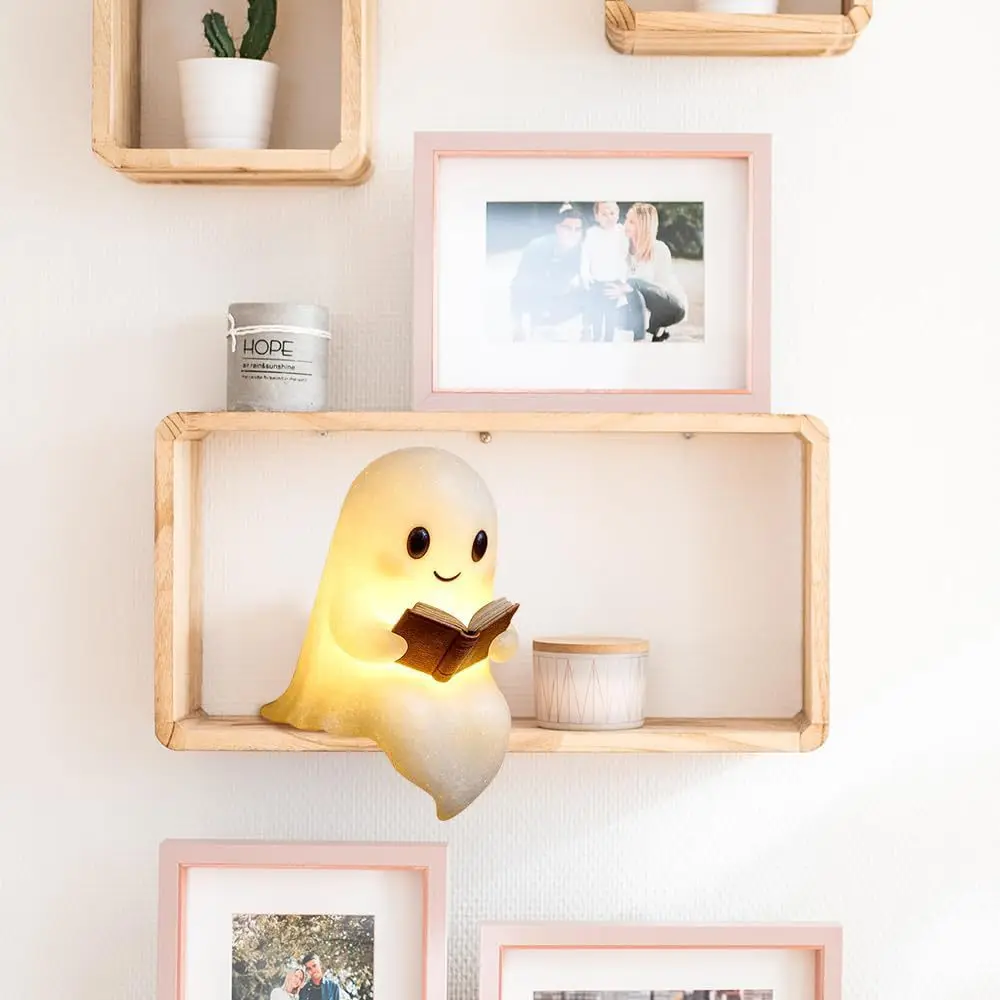 Neue süße Geister-Lesebuchlampe, niedliche Geister-Leselampe, LED, Halloween, Basteln, Ornament, Geschenk