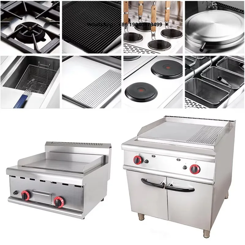 Commercial Kitchen 4 Burner Cooker Gas Range Stove With Griddle Grill and Bakery Oven XH