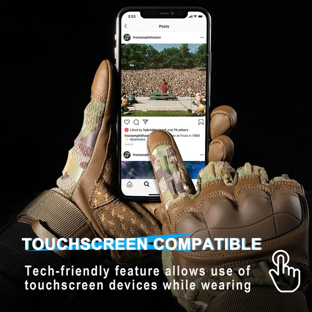 Taktische Outdoor-Handschuhe mit Touchscreen, Hartschale, rutschfeste Schutzausrüstung für Sport, Wandern, Klettern, Jagd, Radfahren, Motorrad – Detail 4