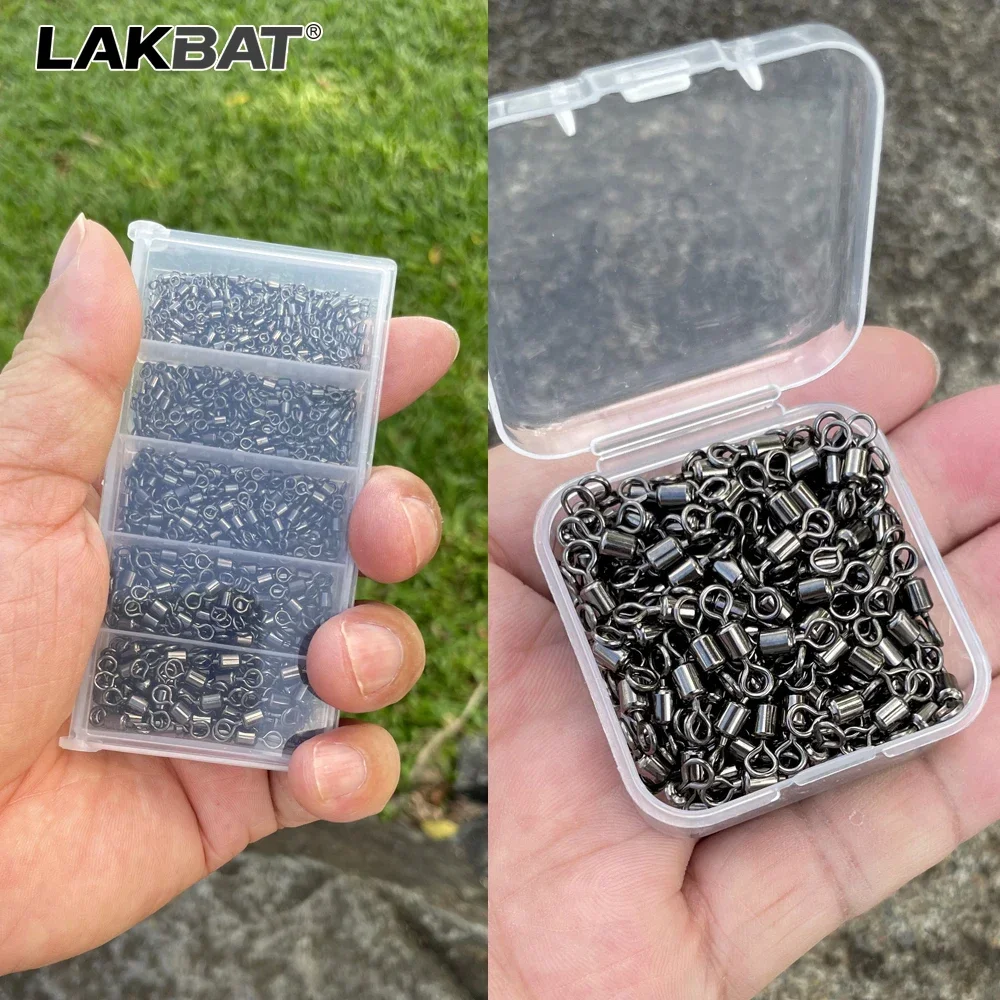 LAKBAT 100 Stück Edelstahl-Kugellager-Angelwirbel, drehbarer Verbinder für Salzwasser und Süßwasser, Angelzubehörbox, Köder- und Schnurwerkzeuge – Detail 10
