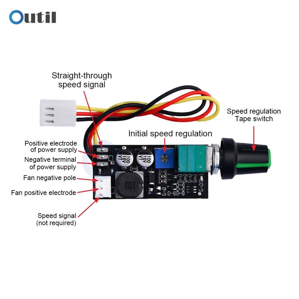 DC 5V 12V Adjustable PWM Fan Speed Controller 2/3 Wire Fan Speed Governor 1A noise reduction can be shut down with Knob Switch