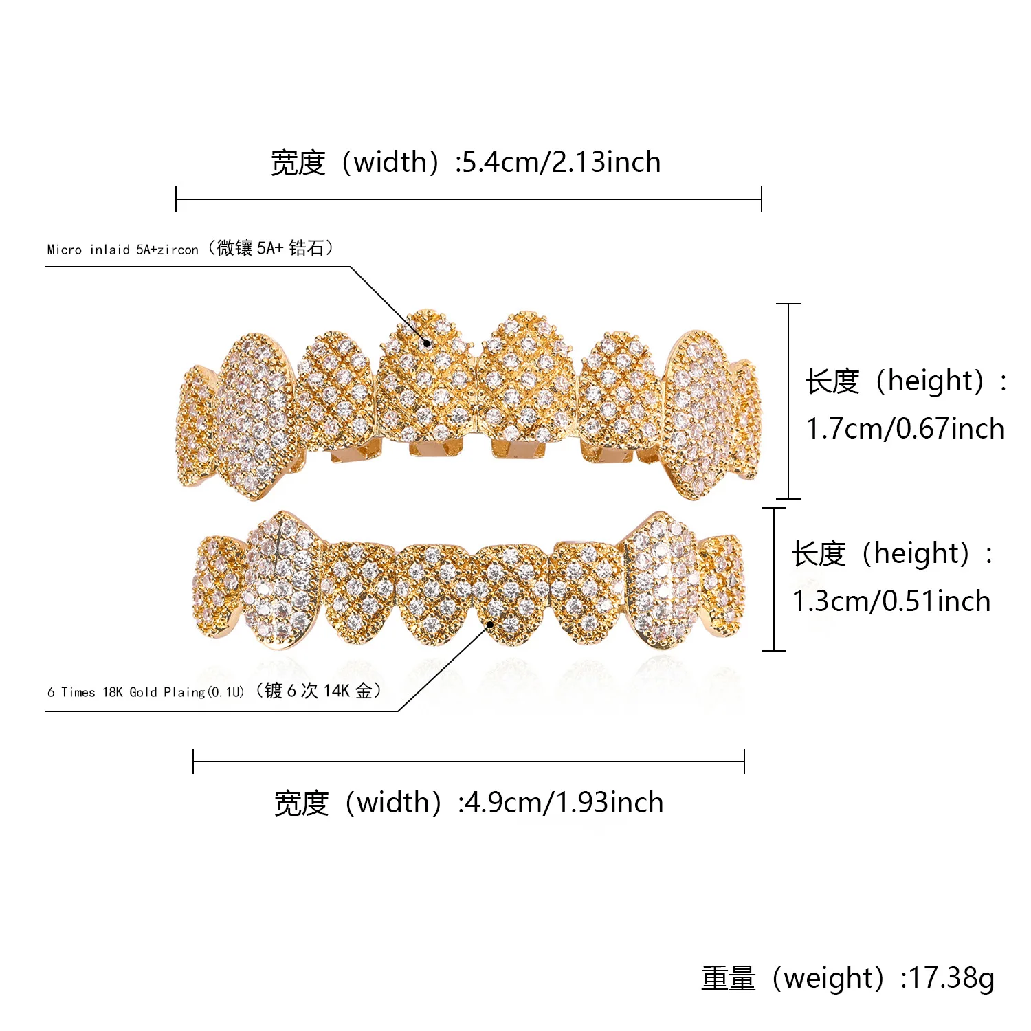 YOUNGX الهيب هوب مثلج خارج تشيكوسلوفاكيا حجر الأسنان قبعات للنساء الرجال الأقواس الشرير 8/8 لامعة الزركون الأسنان الشوايات مجوهرات تأثيري الأنياب #3