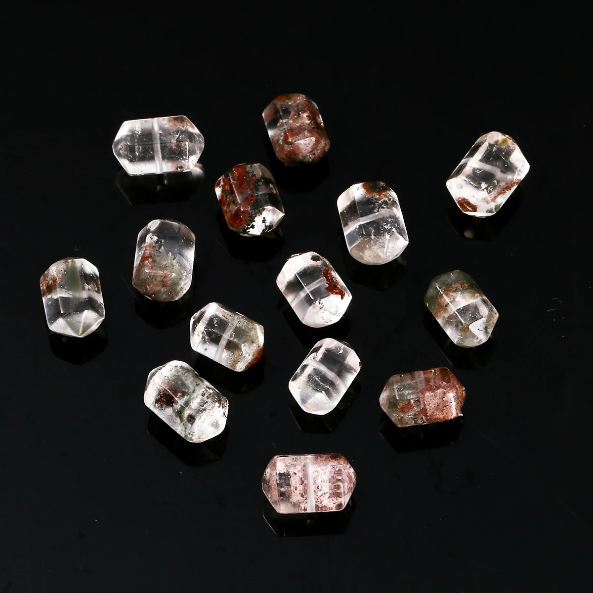 1 Pc Natural Ghost Quartz Double Pointed Hexagonal Shape Beads With Hole for Jewelry Making Diy Necklace Bracelet Accessory