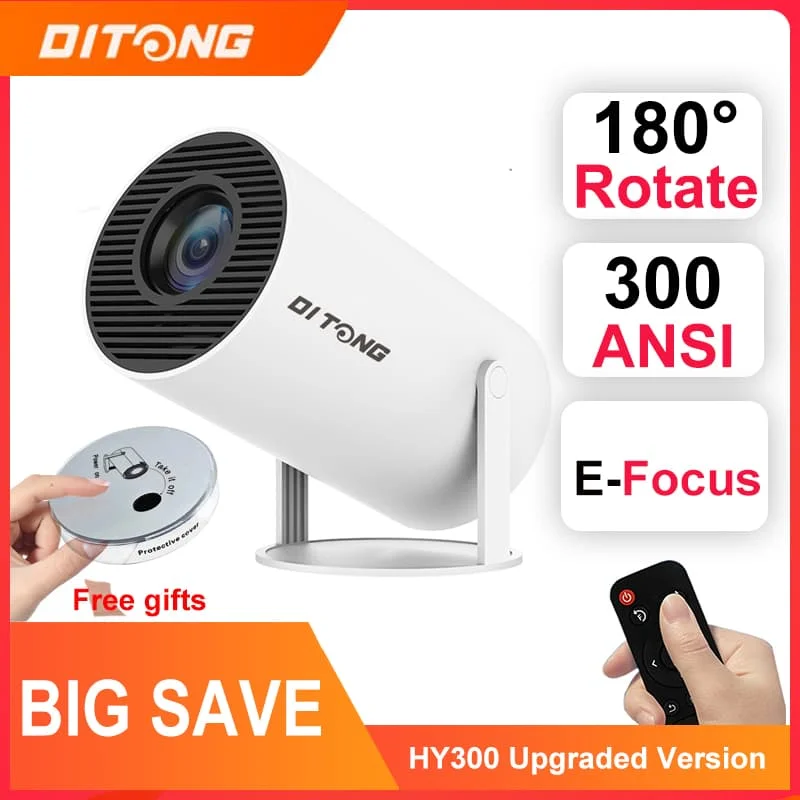 2024ใหม่HY300 Pro Plusโปรเจคเตอร์4K Android 1280*720P Dual Wifiวิดีโอแบบพกพากลางแจ้งHD Led Projector cine En Casa Pro