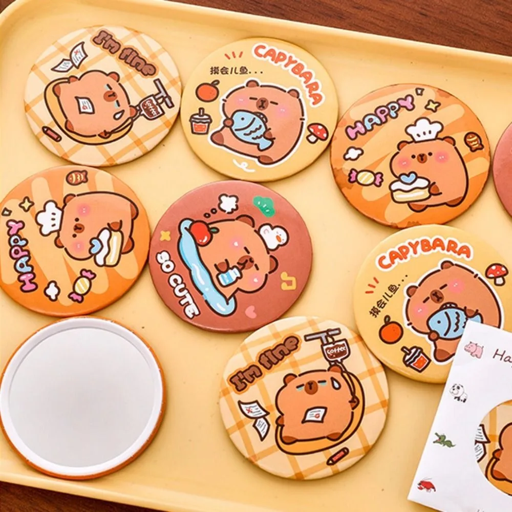 Mini Cartoon Capybara Cosmetische Spiegel Ronde HD Handspiegel Eenrichtingsverkeer Kleine Make-upspiegel Cosmetica Gereedschap