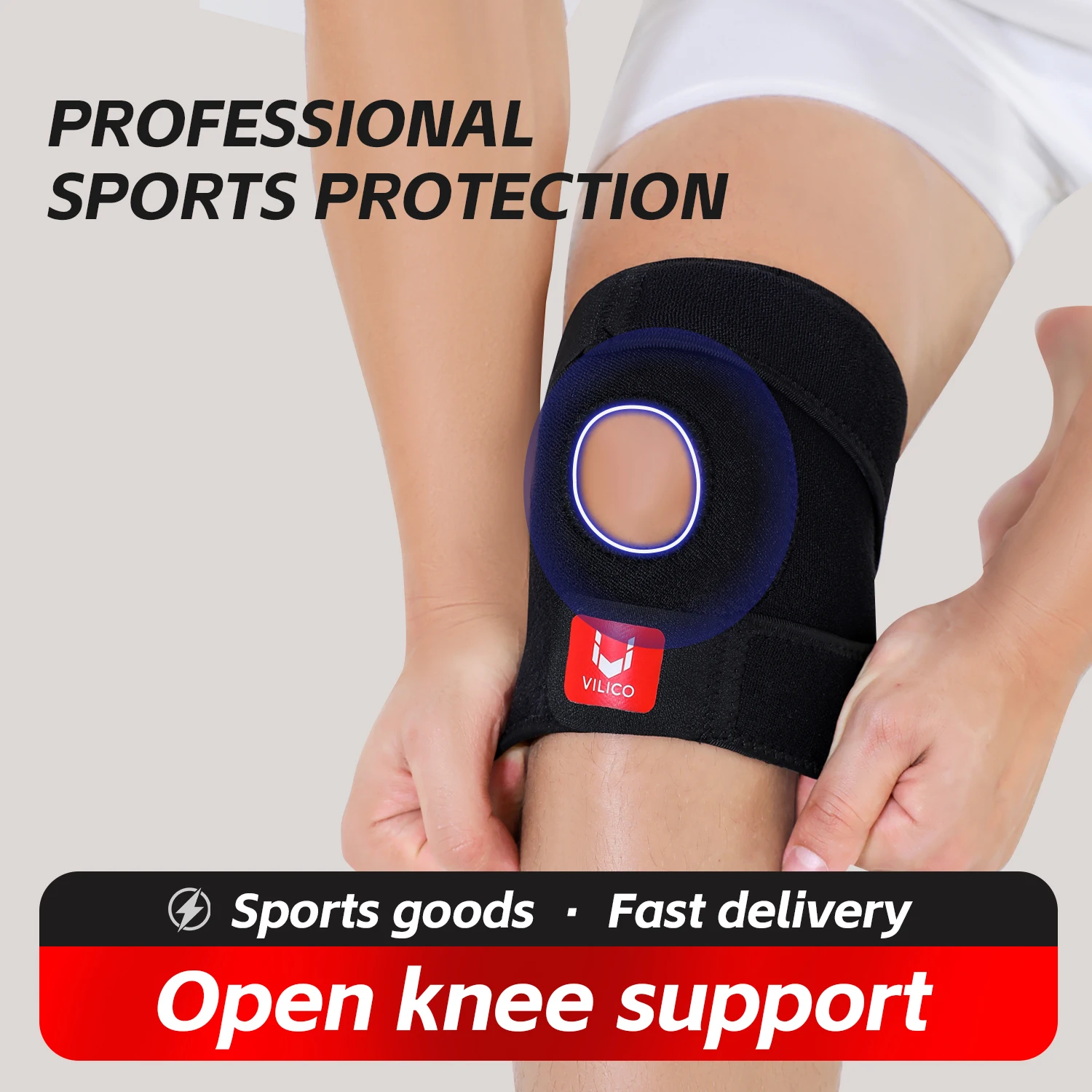 1PCS Adjustable Elastic Knee Support Brace Kneepad Patella Knee Pads Hole Sports Kneepad Safety Guard Strap For Running Dancing