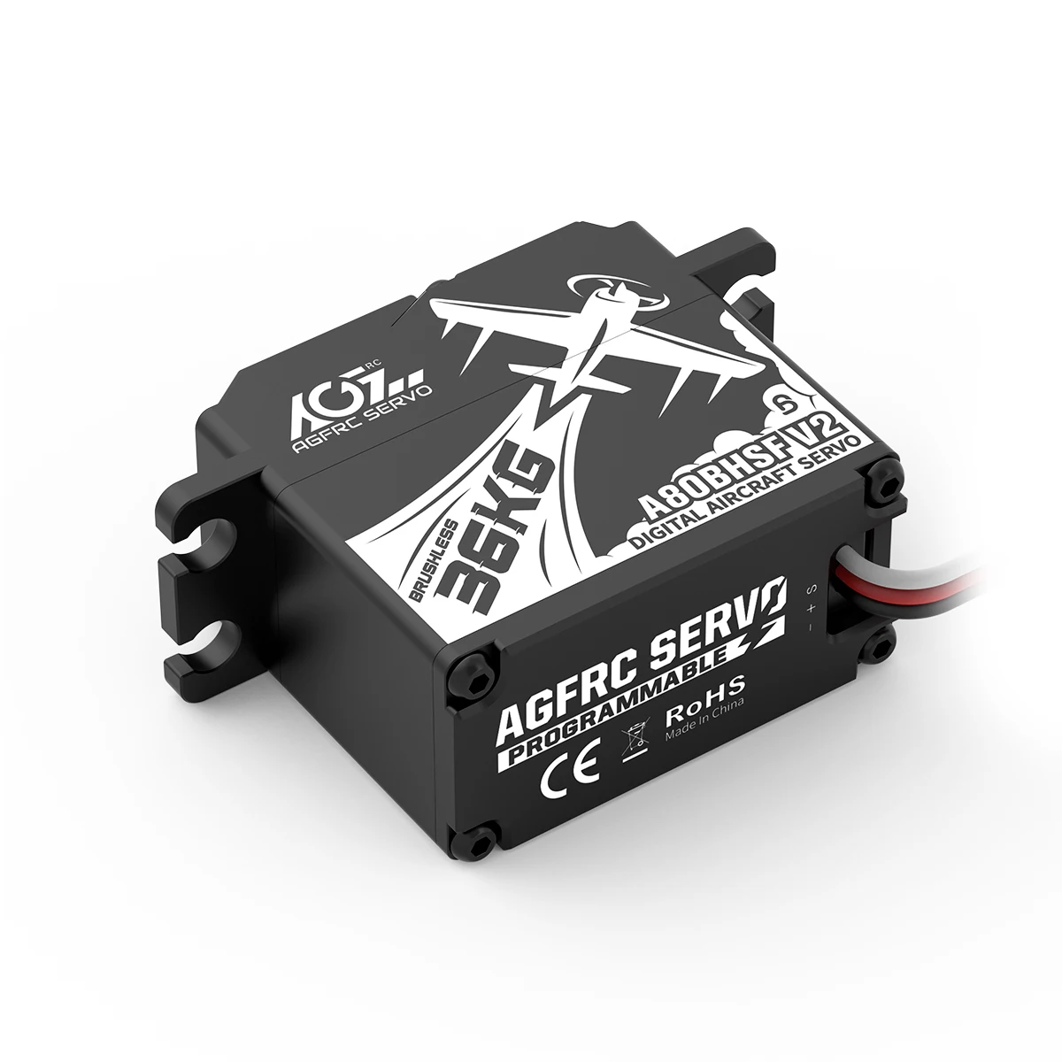 

AGFRC A80BHSF V2 36kg Toruqe 0.071sec Programmable Digital 25T Brushless Standard Servo For Rc Aircraft