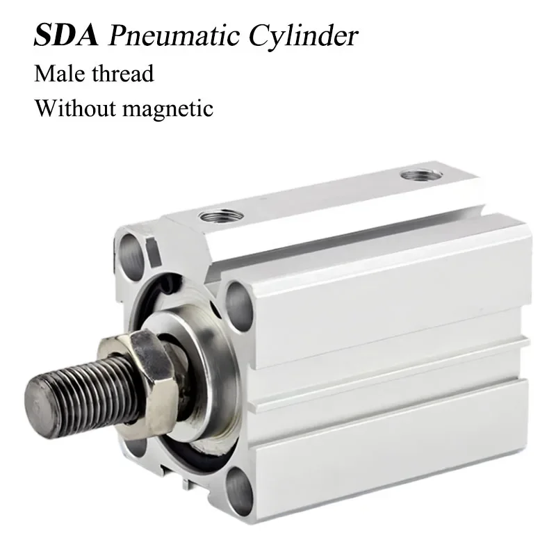 HLH SDA Air Pneumatic Compact Cylinder Male Thread Bore 12/16/20/25/32/40/50/63/80mm Stroke 5 10 20 25 30 40 45 50 60 70 75mm SD