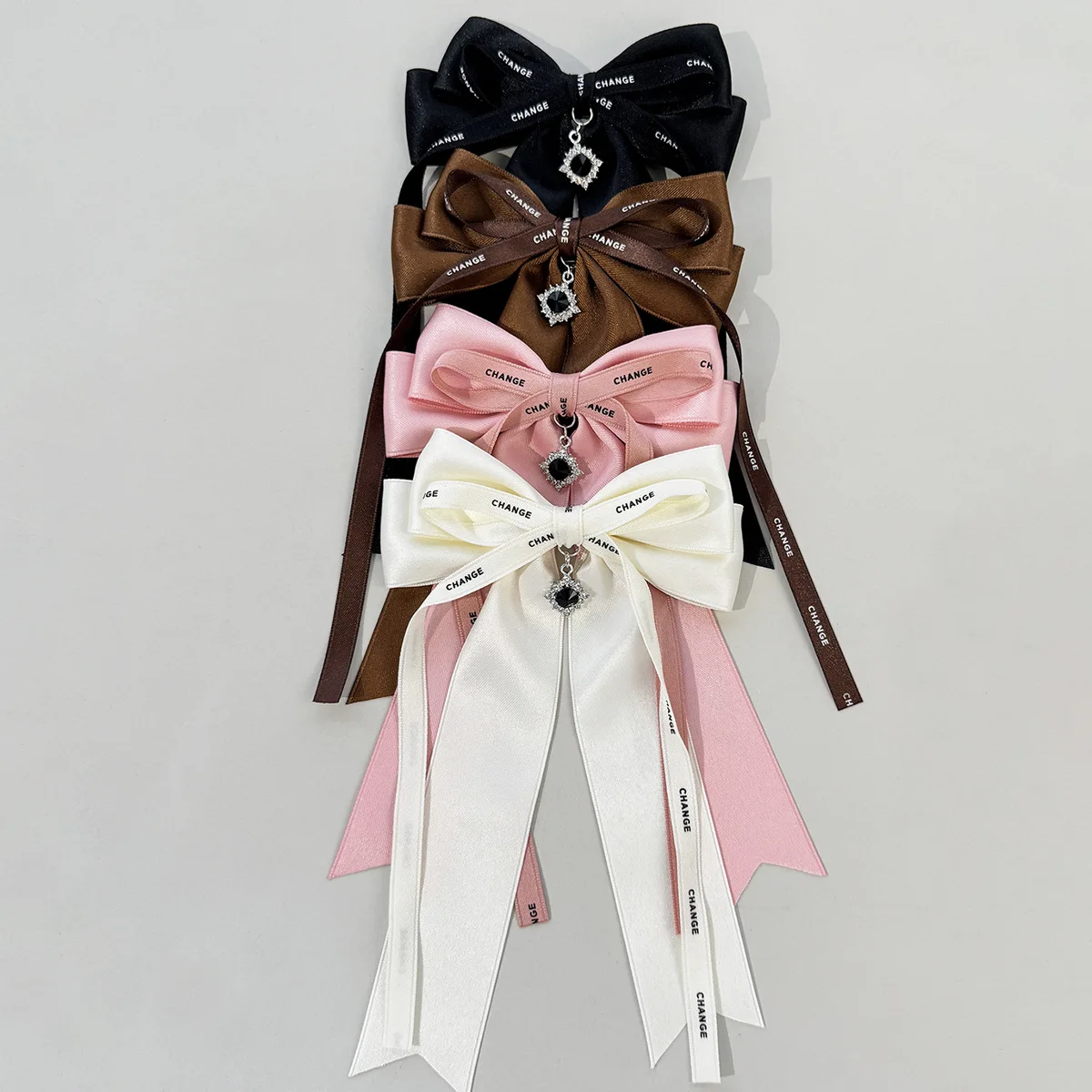 24PC Women's Girls Hair Accessories Set Letter Print Ribbon Bow Clips with Long Tassel Rhinestone Looped Hairgrips Headwear Bulk