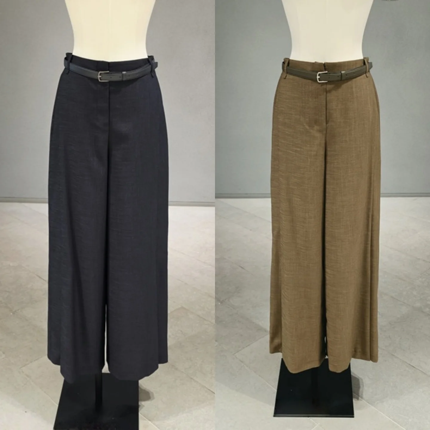 Draped Wide Leg Suit Pants Commute Style Korean Version Pocket Detail Natural Waist Zipper Closure Other Material Ladies Trou...
