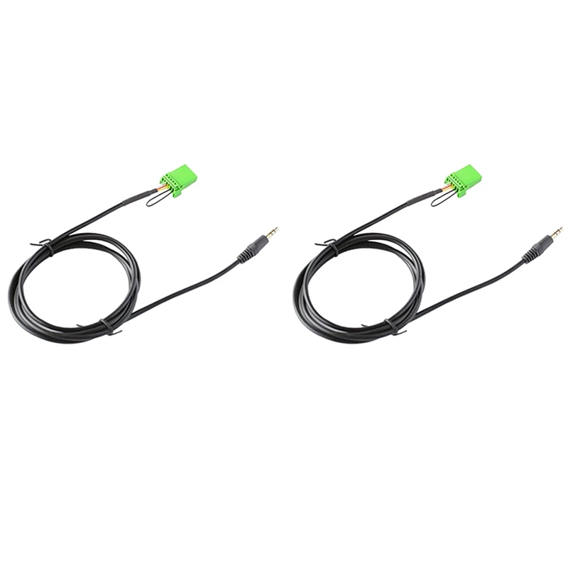 2X 6Pin Green Connector Stereo 3.5MM Jack Audio Aux-In MP3 Cable Wire For Honda Jazz Fit 2002-2006