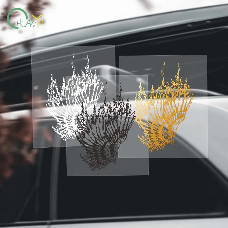 Flame sketch phoenix car sticker; personalized trendy cool car tail scratch cover waterproof body decoration sticker