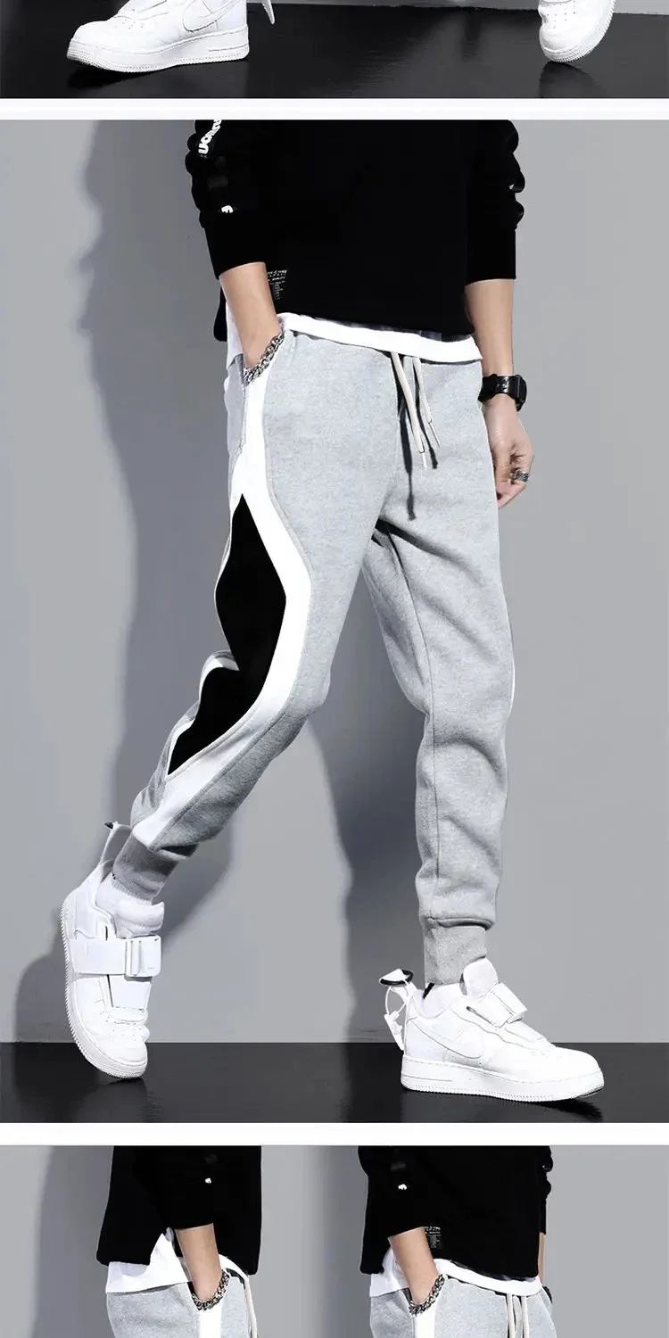 Herbstliche Herrenhose, weit geschnitten, lässig, mit Patchwork-Design, neunlängenlang, sportlich, mit elastischem Bund, atmungsaktiv, mit Bündchen am Fuß. – Detail 8