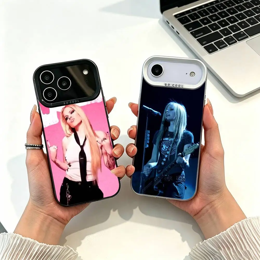 

Singer A-Avril L-Lavigne Phone Case For iPhone 11 12 13 14 15 16 17 Pro Max Plus white silver Phone Cover