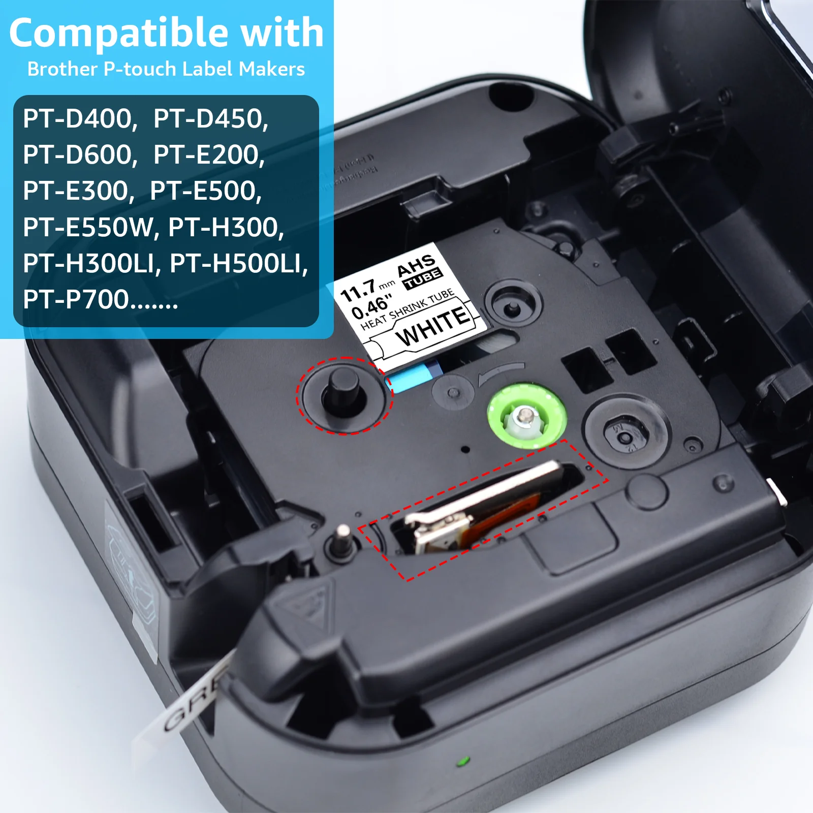 11PK Labels Hse-231 12mm Compatible for Brother Hse-631 Hse231 221 Heat Shrink Tube Tapes for Brother P-Touch Labeling Machine