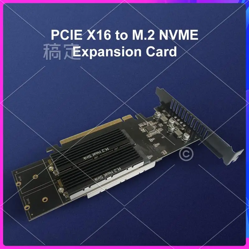 

Карта адаптера AP-Pcie к M2, PCIE X16 4-портовый M2 NVME M Key SSD Дополнительная карта Карта расширения PCI Express с радиатором