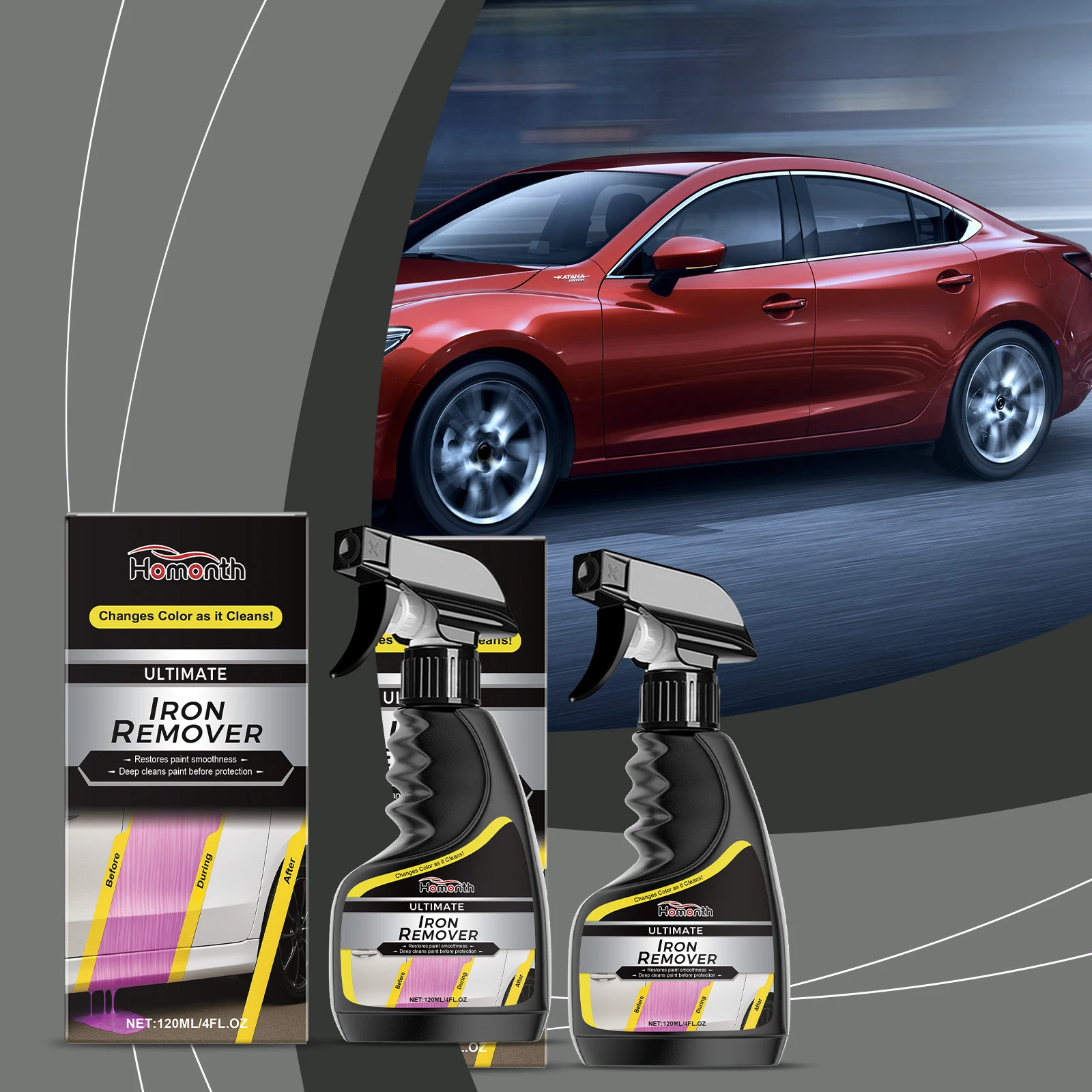 Car Iron Remover Spray 120ml Professional Fallout Remover Multi Purpose Metal Rust Removal Sprays for Auto Paint Protection