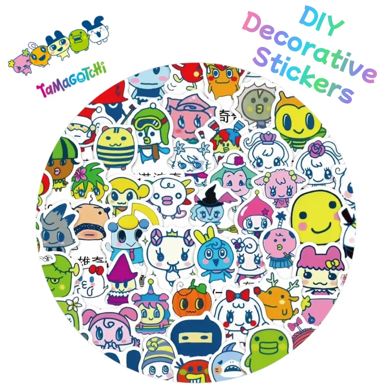 New 80pcs Tamagotchi Mametchi Kuchipatchi graffiti stickers refrigerator phone case luggage DIY decorative stickers wholesale