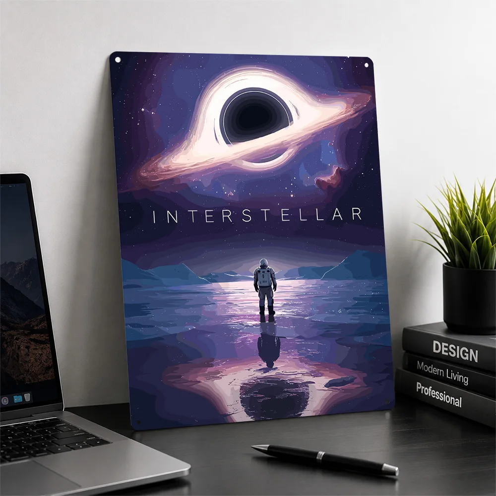 Interstellar: Astronaut and Black Hole 3D Texture Printed Poster Custom Vintage Metal Tin Plate Sign for Wall Art Funny Signs