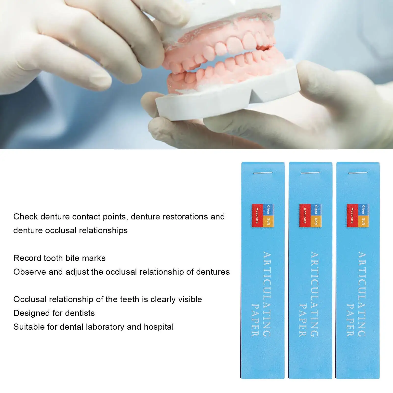 10 Sheets Bite Articulating Paper for Dentists - for dental Hospital Use, Precision for dental Tool