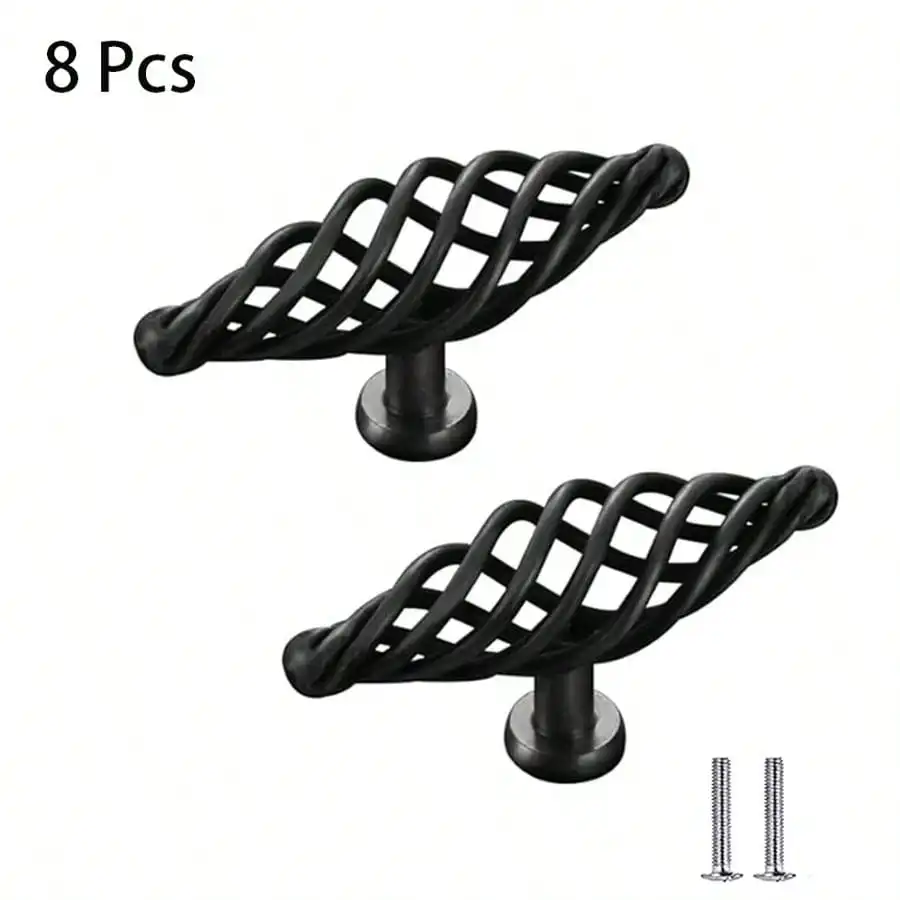 

8 Pcs Birdcage Cabinet Knobs Bronze Metal Oval Bird's Nest Swivel Kitchen Cabinet Knobs Vintage Birdcage Cabinet Knobs.
