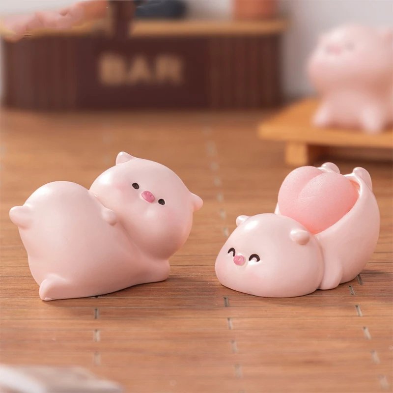 Cute Soft-Featured Piggy Bottom Miniature Landscape Ornament Creative Table Top Cake Decoration Car DIY Trendy Home