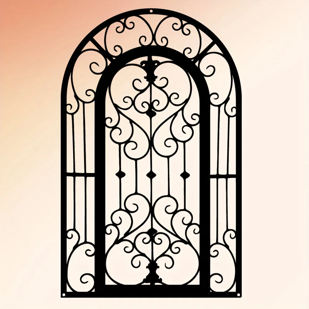 1 Stück 2D flache Vintage Metall Scrollwork Wandbehang schwarz Eisen Wohnzimmer Dekor