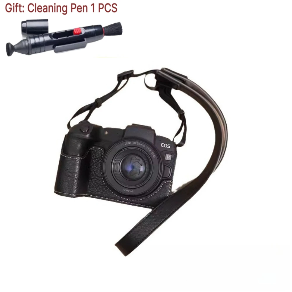 PU Leather case For Canon R8 RP Protective case  base r8 Micro-single Camera bag Portable half set Case +1 PCS Free Cleaning Pen