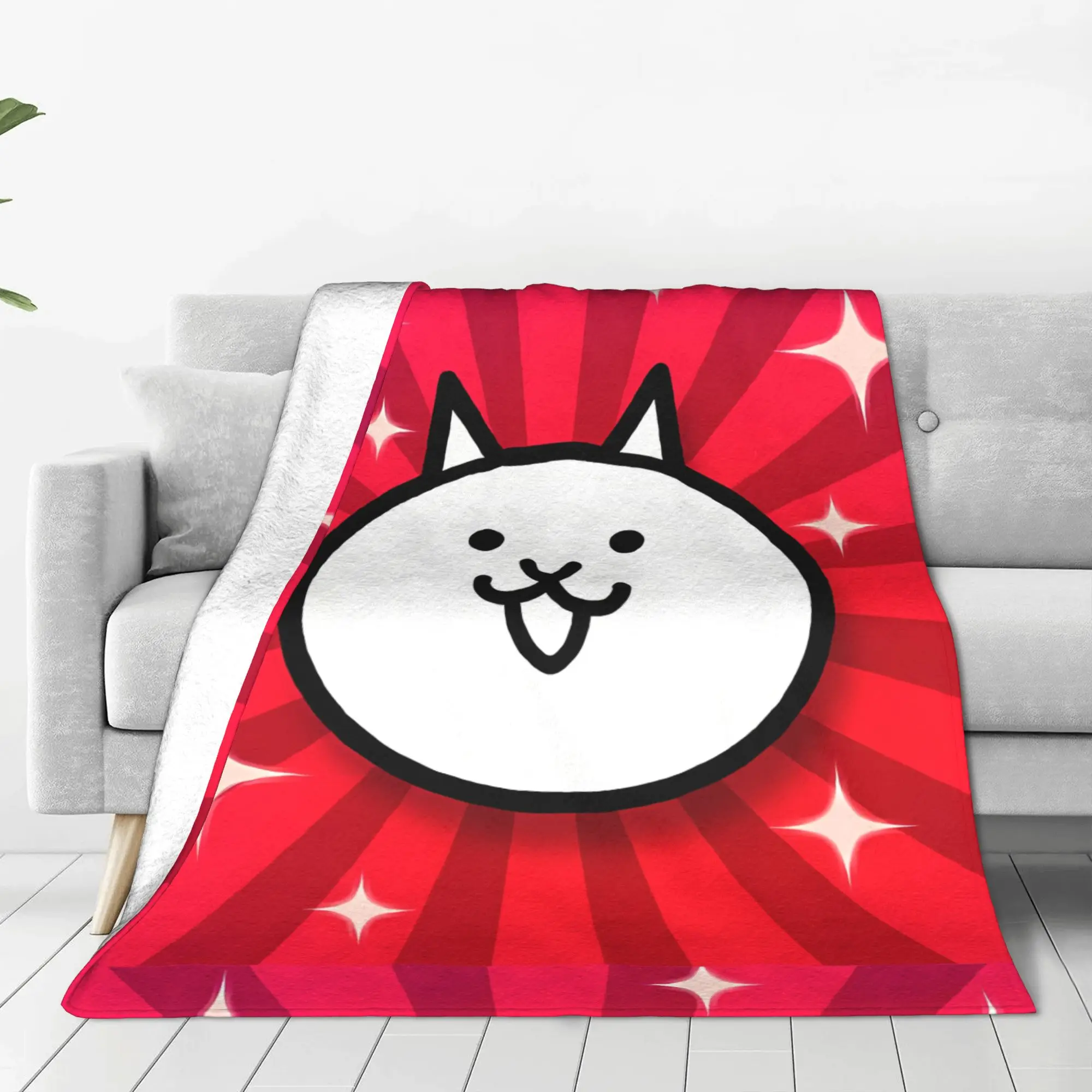 1PC Home Cutecore Winged Cute Cat The Battle Cats Blanket Super Cosy Plush Home Living Room Sofa Halloween