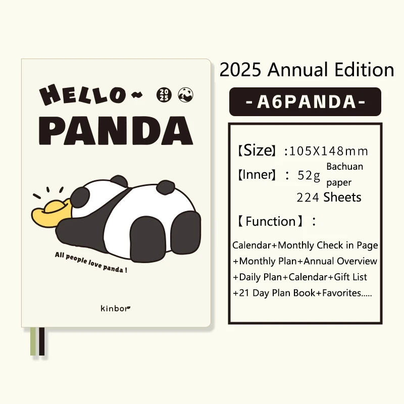 Kinbor Notebook 2025 Planner A5/A6 Agenda annuel complet Chronologie quotidienne Plan hebdomadaire Cahiers d'efficacité pour le bureau de l'école