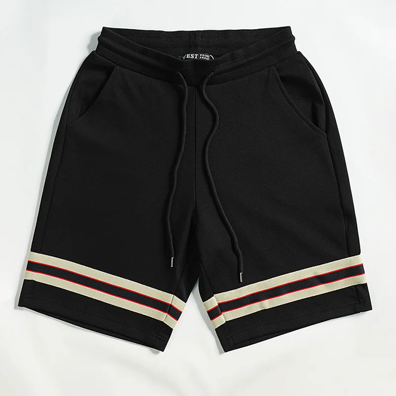 

New 2022 Novelty high Men Comfortable Classic webbing striped Skateboard Street Cotton Casual Shorts Kanye Hip-hop Parkour #A705