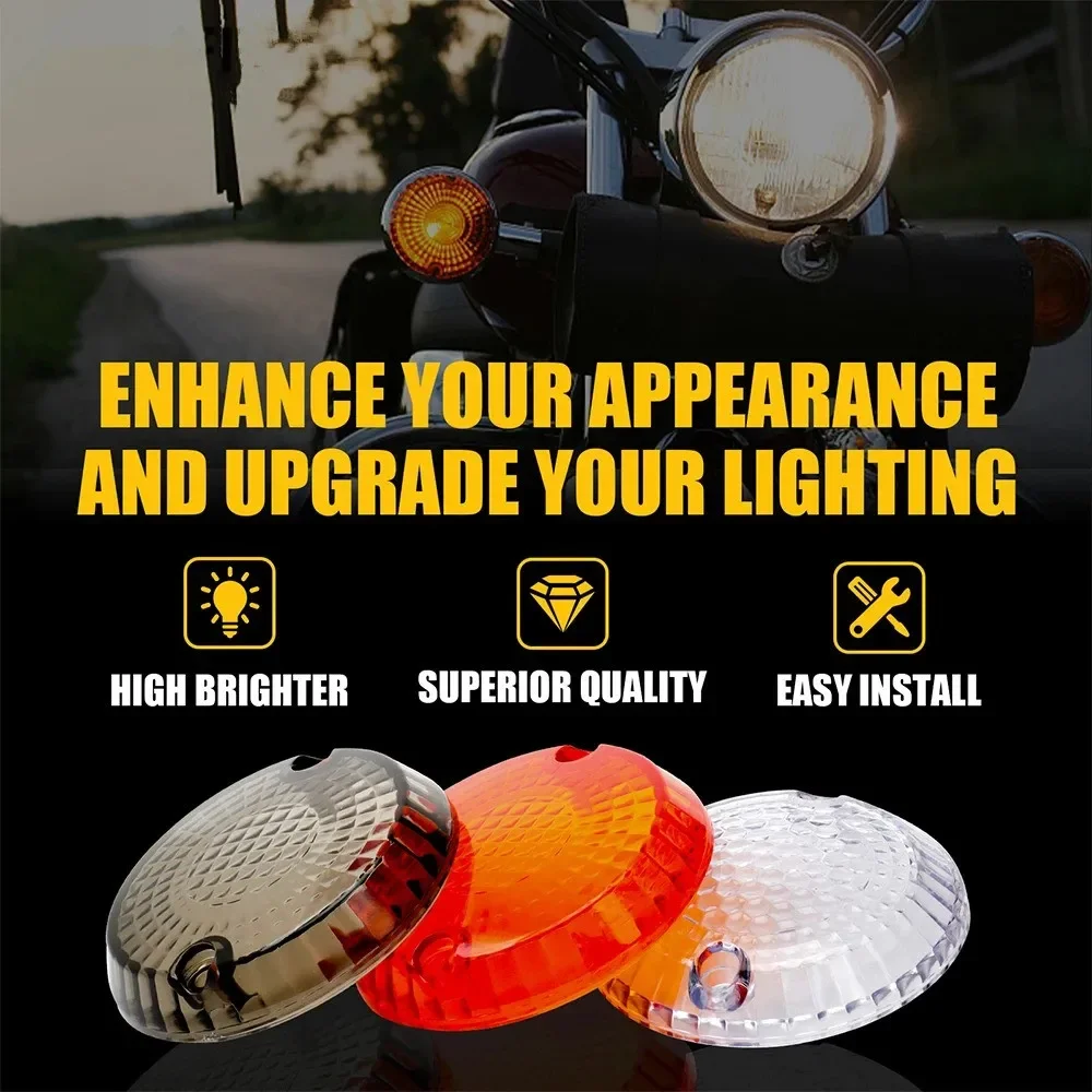 Motorcycle Front Rear Turn Signal Light Lens Indicator Blinker Lamp Cover For Kawasaki Vulcan Zephyr Yamaha V-Star Roadliner