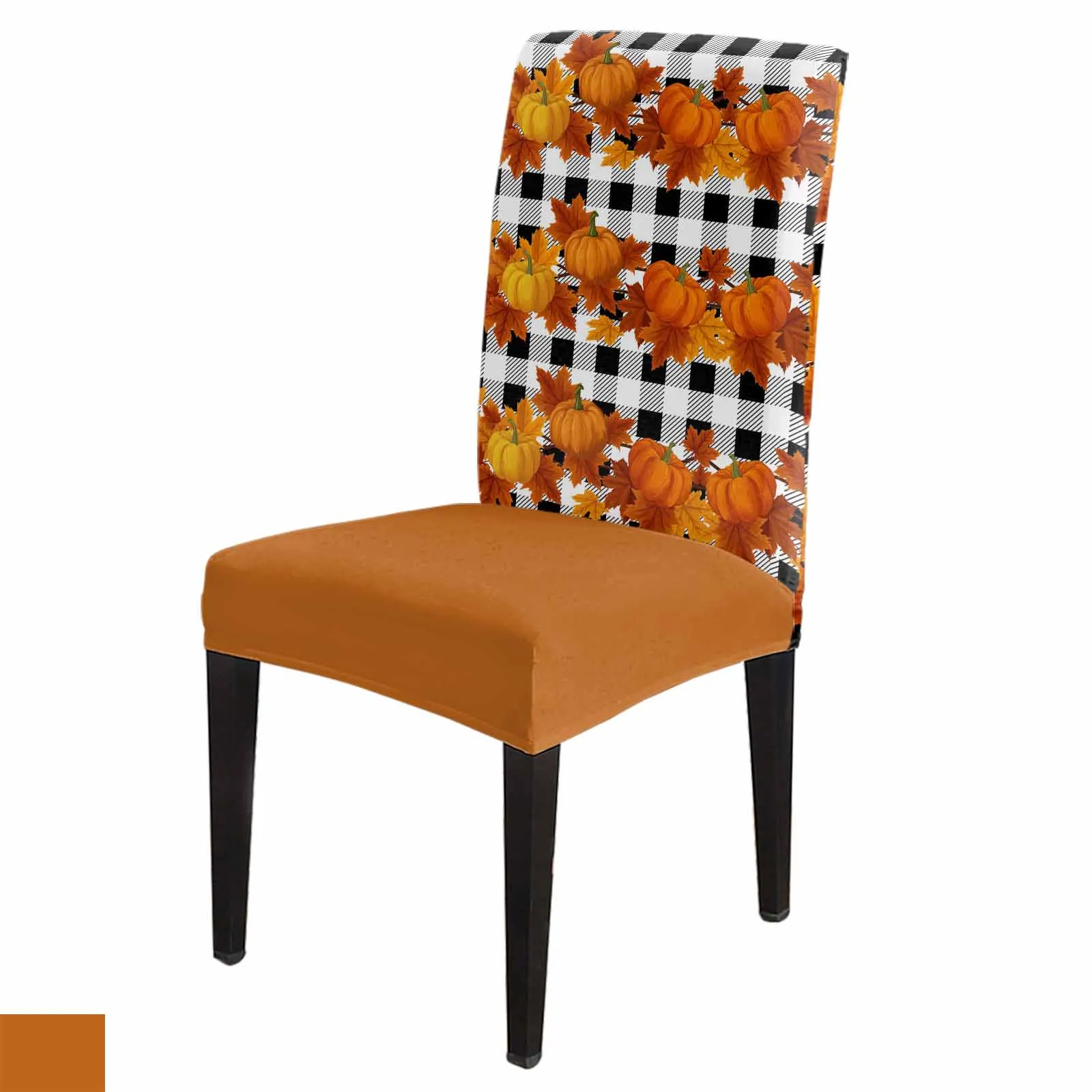 

Black And White Plaid Pumpkin Spandex Chair Cover Office Banquet Chair Protector Cover Stretch Chair Cover for Dining Room
