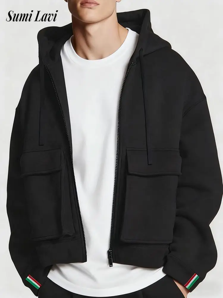 

Streetwear New Casual Mens Hooded Coats Fall Winter Outdoor Fleece Lined Jacket Coat For Men Fashion Zipper Hooded Jackets