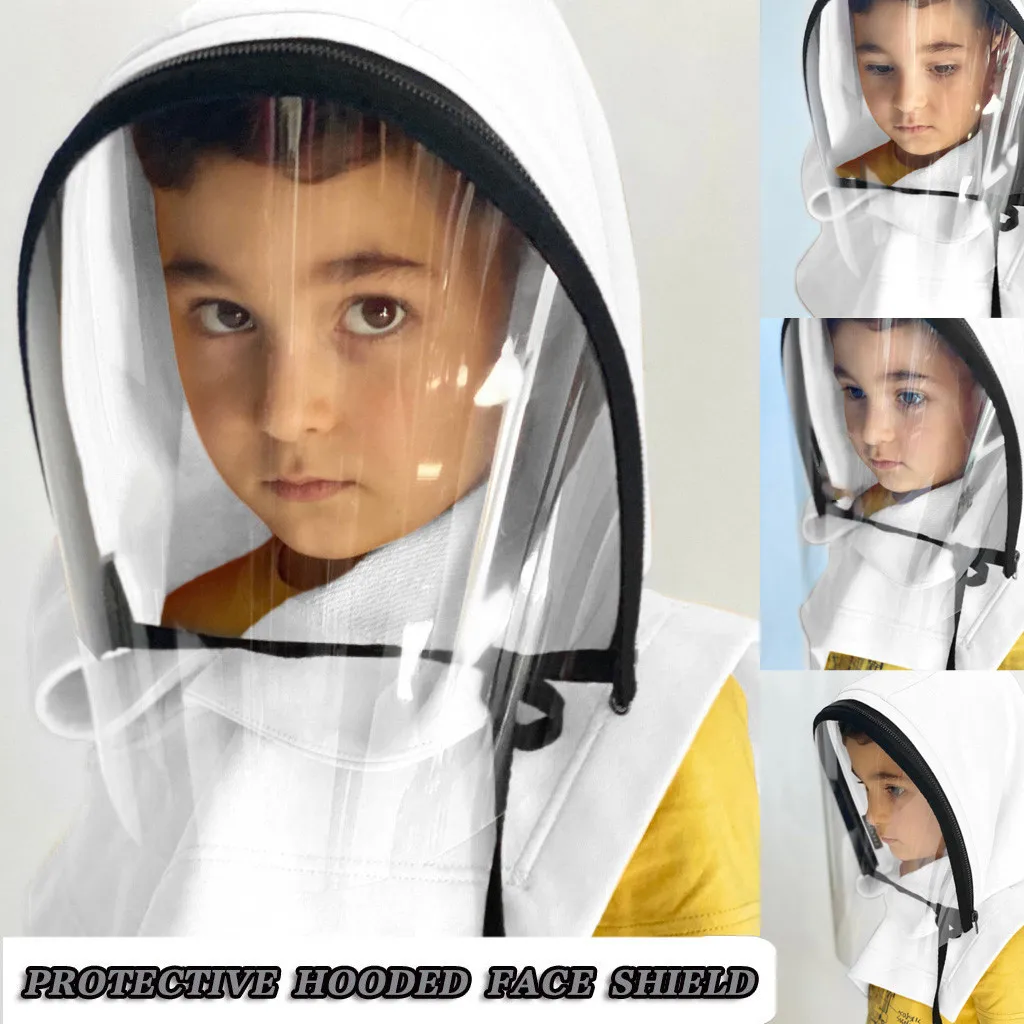 معدات الحماية للأطفال قناع كامل شفاف لحماية الوجه مع غطاء للرأس للحماية الخارجية والذهاب إلى المدرسة والتنقل واللعب #4