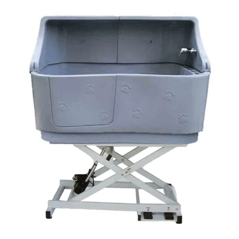 White H-112H Durable Lifting Dog Grooming Bath with Splash Back