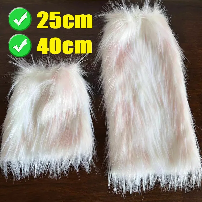 

2 пары черно-белых пушистых носков, осенние гетры из искусственного меха для женщин, японские чехлы для ботинок в стиле Лолиты Jk